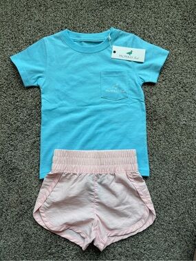 Properly Tied Kids Matching Set - Blue Tee & Pink Shorts